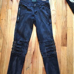 TRIPP NYC BLEACH BRUSH BUCKLE SKINNY BLACK SIZE 3